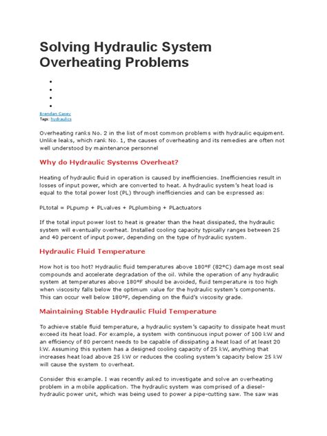 Solving Hydraulic System Overheating 